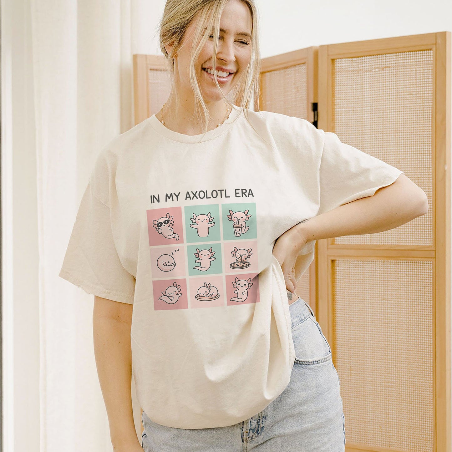 In My Axolotl Era Funny T-Shirt – Cute Kawaii Axolotl Shirt - Natural - Up To 5XL
