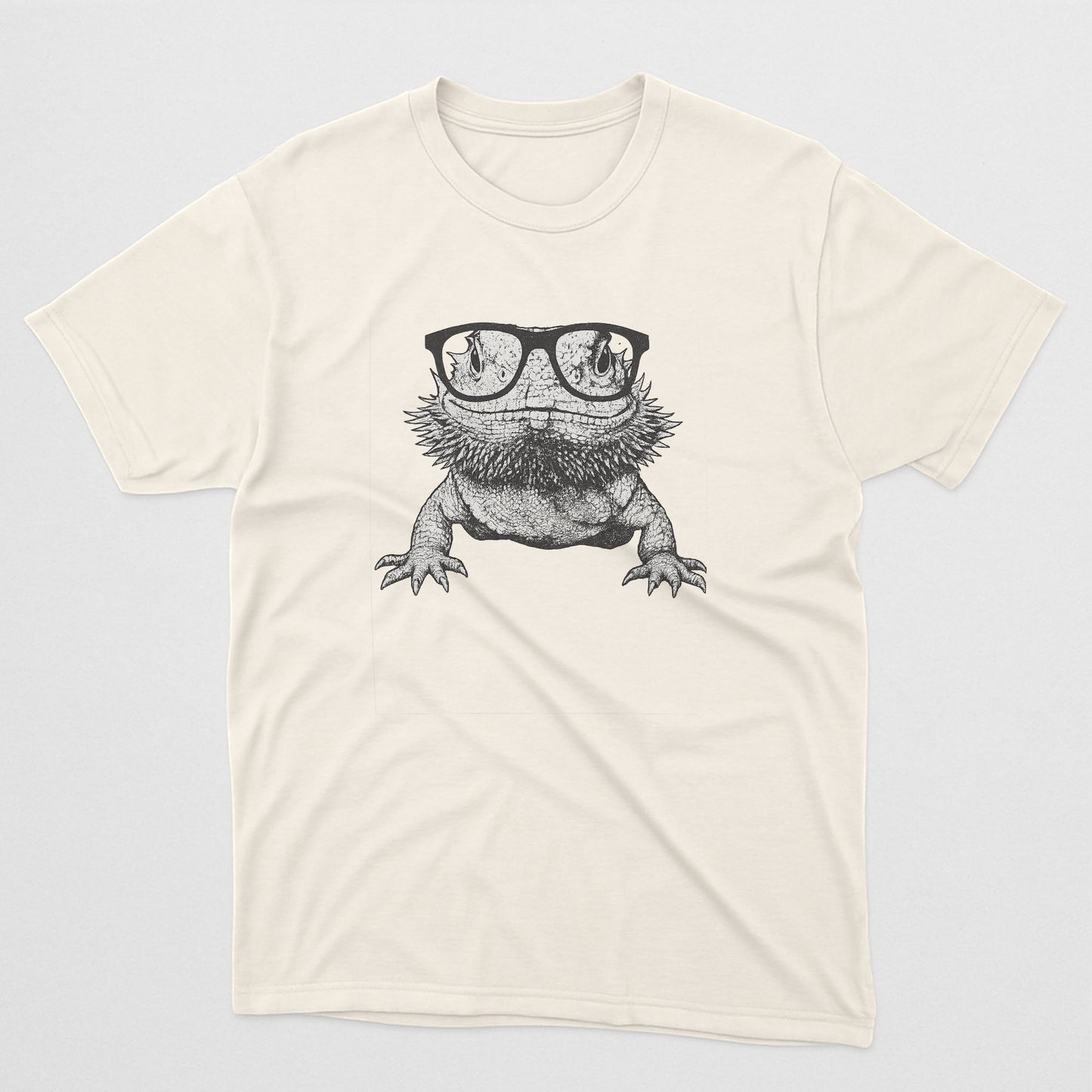 Bearded Dragon T-Shirt With Glasses – Funny Reptile Tee For Lizard Lovers - Natural - Up To 5XL