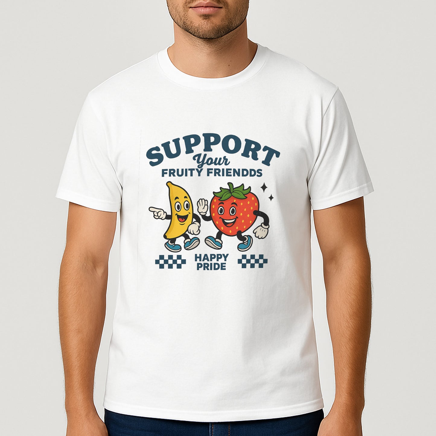 Support Your Fruity Friends Strawberry T-Shirt – Funny LGBTQ Pride Month Shirt – White - Up To 5XL
