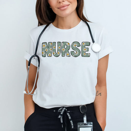 Funny Shirt For Nurse- CNA Nurse Flower Tee -White - Up To 5XL