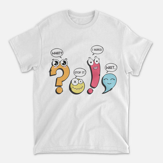 Wait What Stop It I Agree, Funny Grammar Punctuation T-Shirt -  Funny Shirt For Teacher - White- Up To 5XL