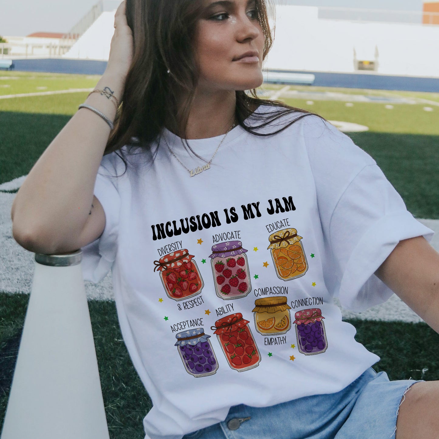 Inclusion Is My Jam T-Shirt -  Funny Shirt For Teacher - White- Up To 5XL