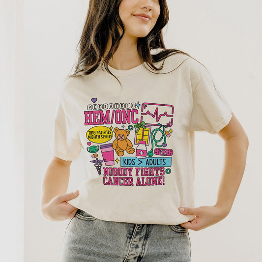 Pediatric Hem/Onc T-Shirt   - Funny Tees For Pediatric Nurse - Natural- Up To 5XL