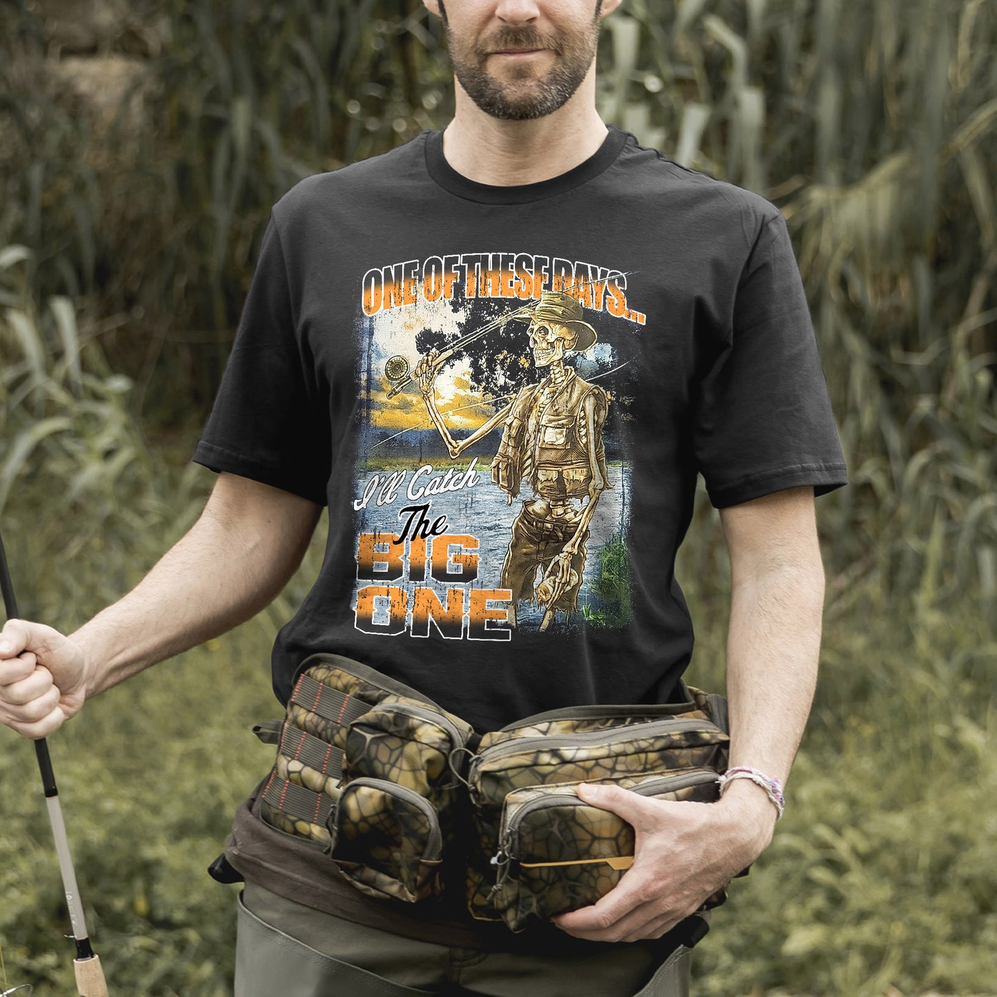 One Of These Days I'll Catch The Big One Shirt – Funny Fishing Tee – Fisherman Humor Gift – White – Up To 5XL