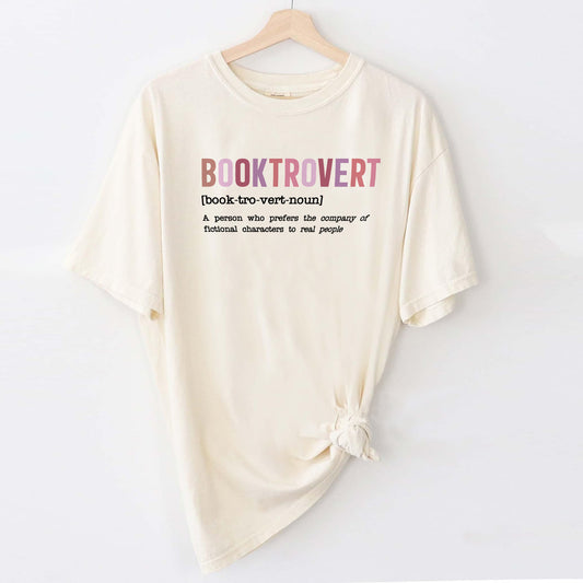 Bookish Gift Shirt – Funny Booktrovert Noun Vintage Design Tee – Natural – Up To 5XL