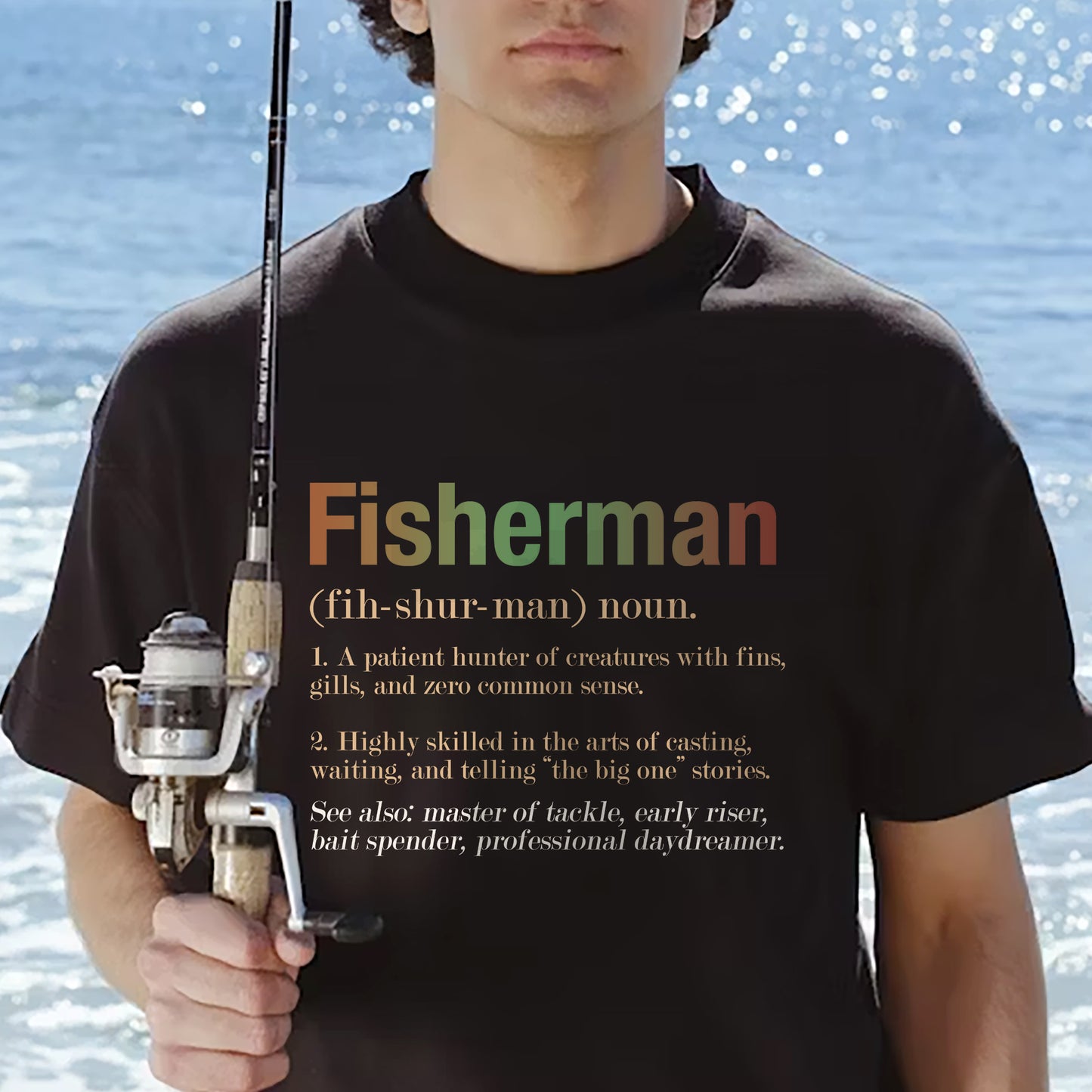 Funny Fishing Tee – Fisherman Identify Noun Shirt –  Black – Up To 5XL