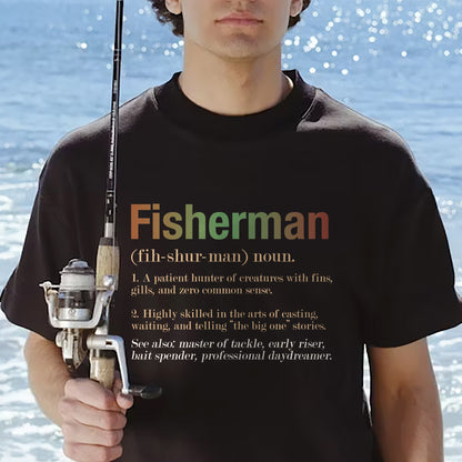 Funny Fishing Tee – Fisherman Identify Noun Shirt –  Black – Up To 5XL