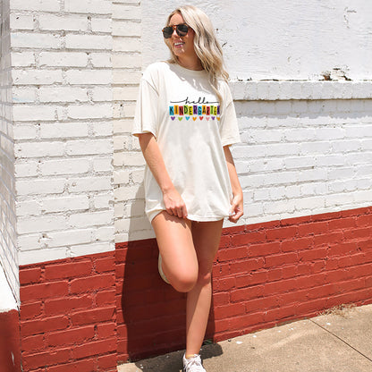 Hello Kindergarten Shirt – Back to School Gift Tee –  Natural – Up To 5XL