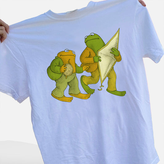 Book Character Tee – Frog and Toad Childhood Storybook Shirt – White – Up To 5XL
