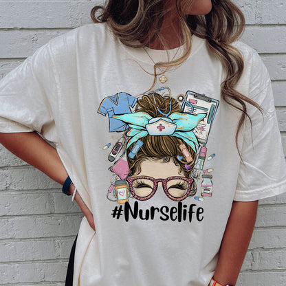 #NurseLife  – Funny, Proud & Relatable RNT-Shirt - Funny Tees For Nurse- Natural- Up To 5XL