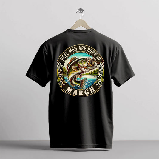 Fishing Birthday Gift Tee for Fisherman - Reel Men Are Born In April Shirt – Black – Up To 5XL