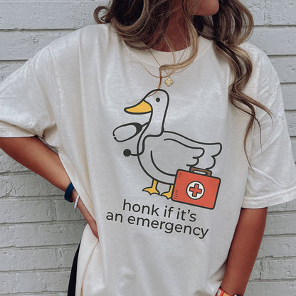 Funny Tees For ER Nurse - Honk If It’s An Emergency T-Shirt - Natural- Up To 5XL