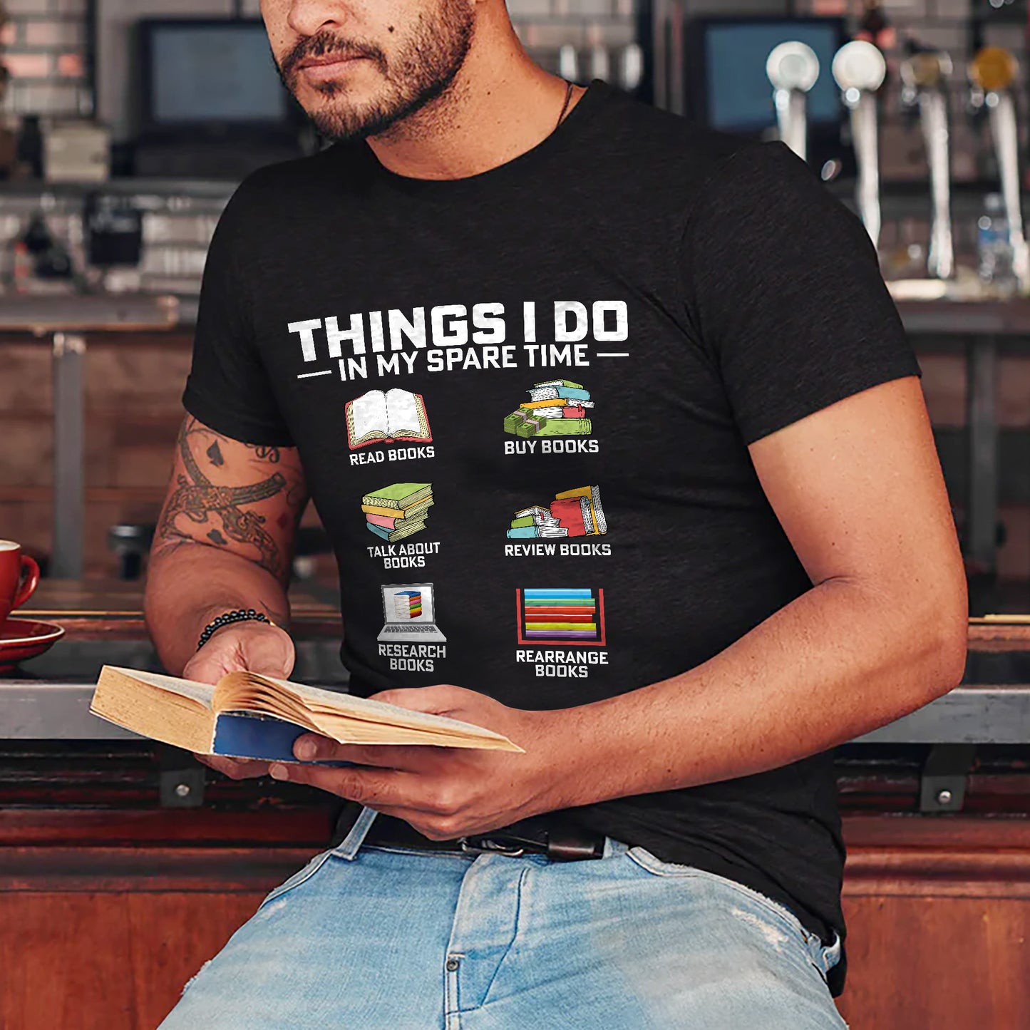 Read Books Buy Books Tee – Things I Do In My Spare Time Shirt –  Funny Book Lover Gift – Black – Up To 5XL