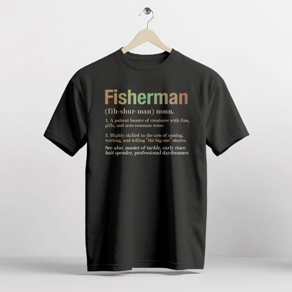 Funny Fishing Tee – Fisherman Identify Noun Shirt –  Black – Up To 5XL