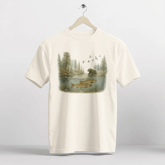 Vintage Trout Angler Shirt – Large Grouper Fishing Tee – Natural – Up To 5XL