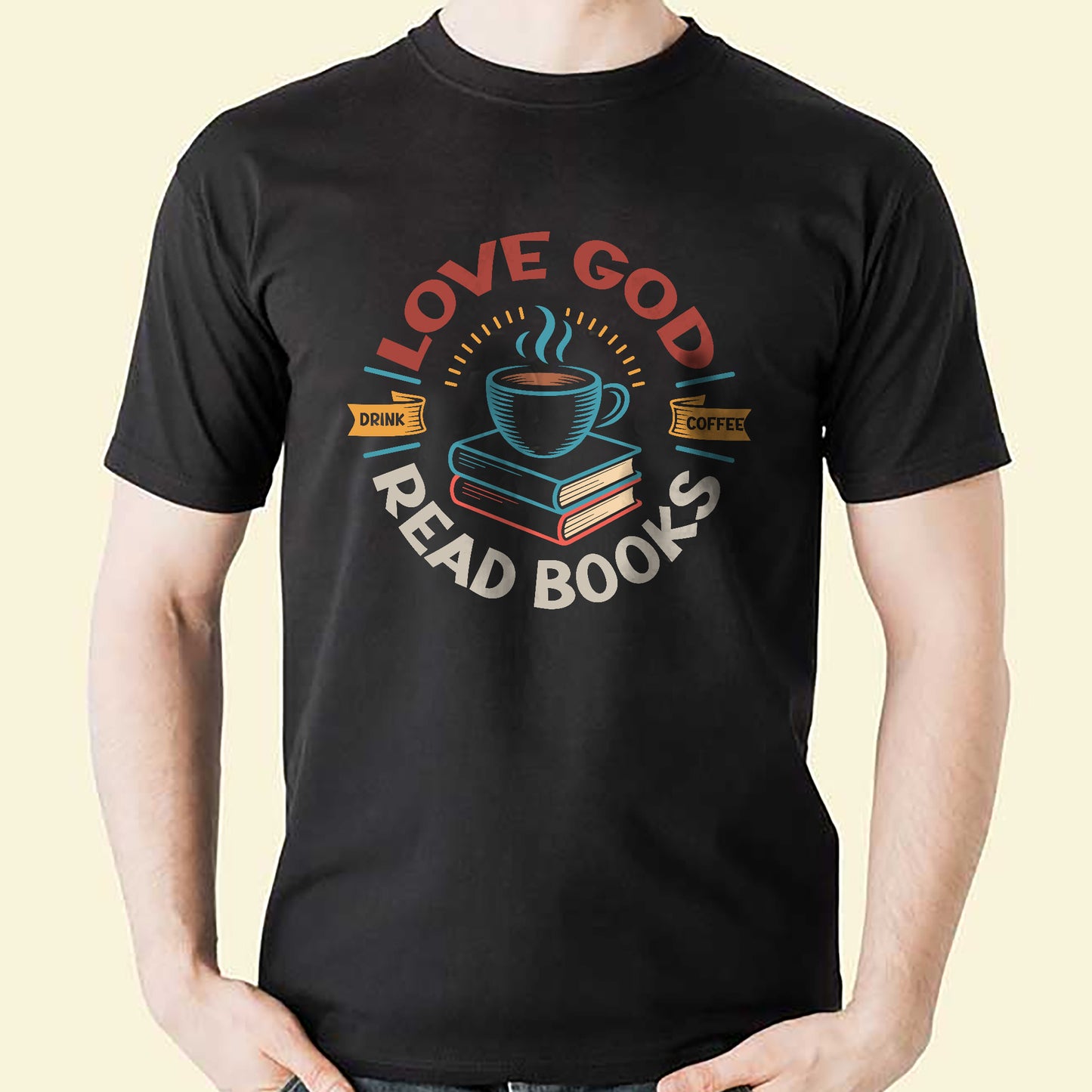 Faith and Coffee Shirt – Love God Drink Coffee Read Books Shirt – Christian Gift Idea – Black – Up To 5XL