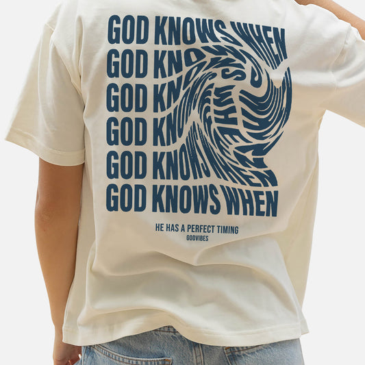 Faith Timing Shirt – God Knows When He Has Perfect Timing – Christian Encouragement Tee – Natural – Up To 5XL