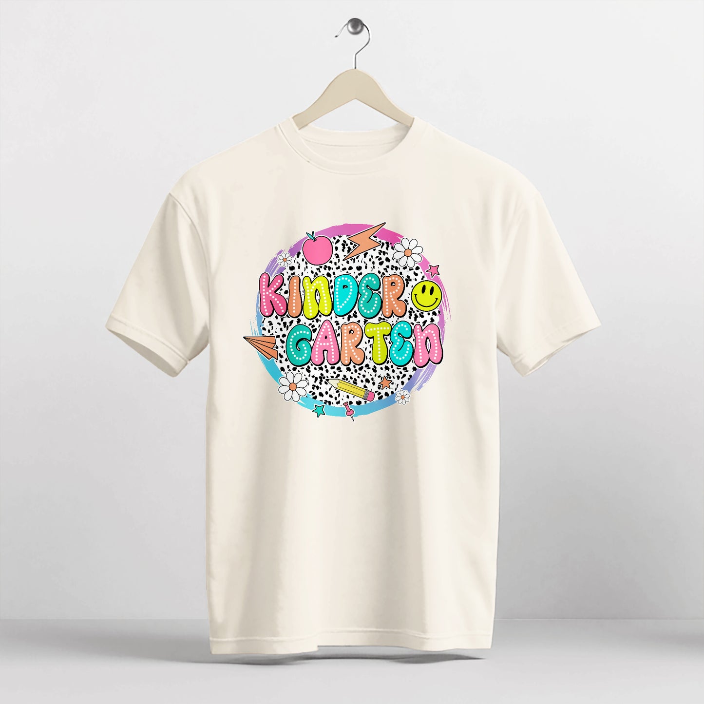 Kindergarten Shirt – Back To School Tee for Teacher – Natural – Up To 5XL