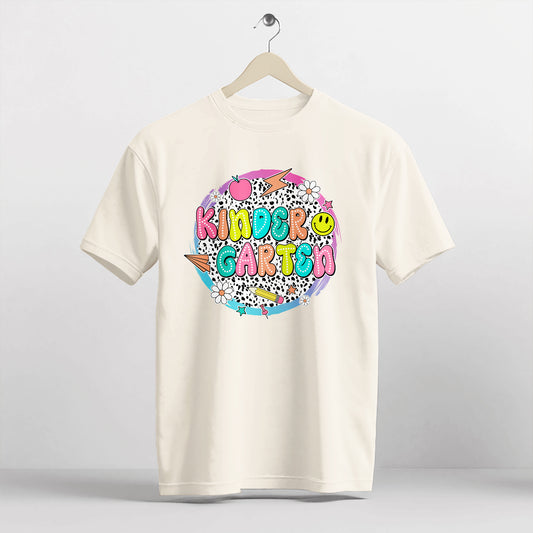 Kindergarten Shirt – Back To School Tee for Teacher – Natural – Up To 5XL