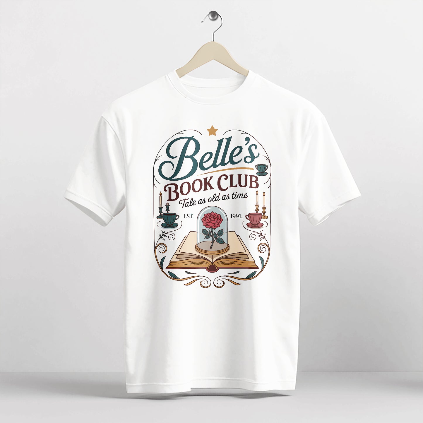 Inspired Reader Tee – Vintage  Belle's Book Club Est 1991 Shirt - White – Up To 5XL