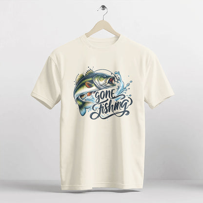 Gone Fishing Shirt – Bass Fish Tee – Angler Gift - Funny Fishing – Natural  – Up To 5XL