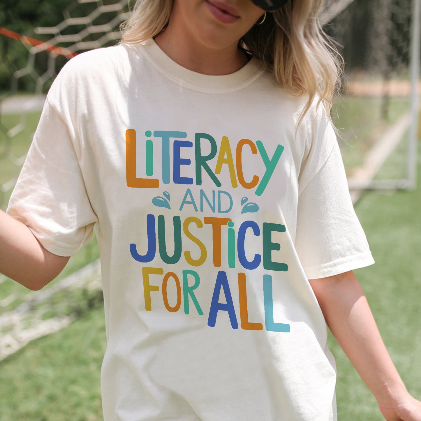 Literacy and Justice Shirt – Literacy and Justice For All Tee – Teacher Bookish Gift – Natural – Up To 5XL
