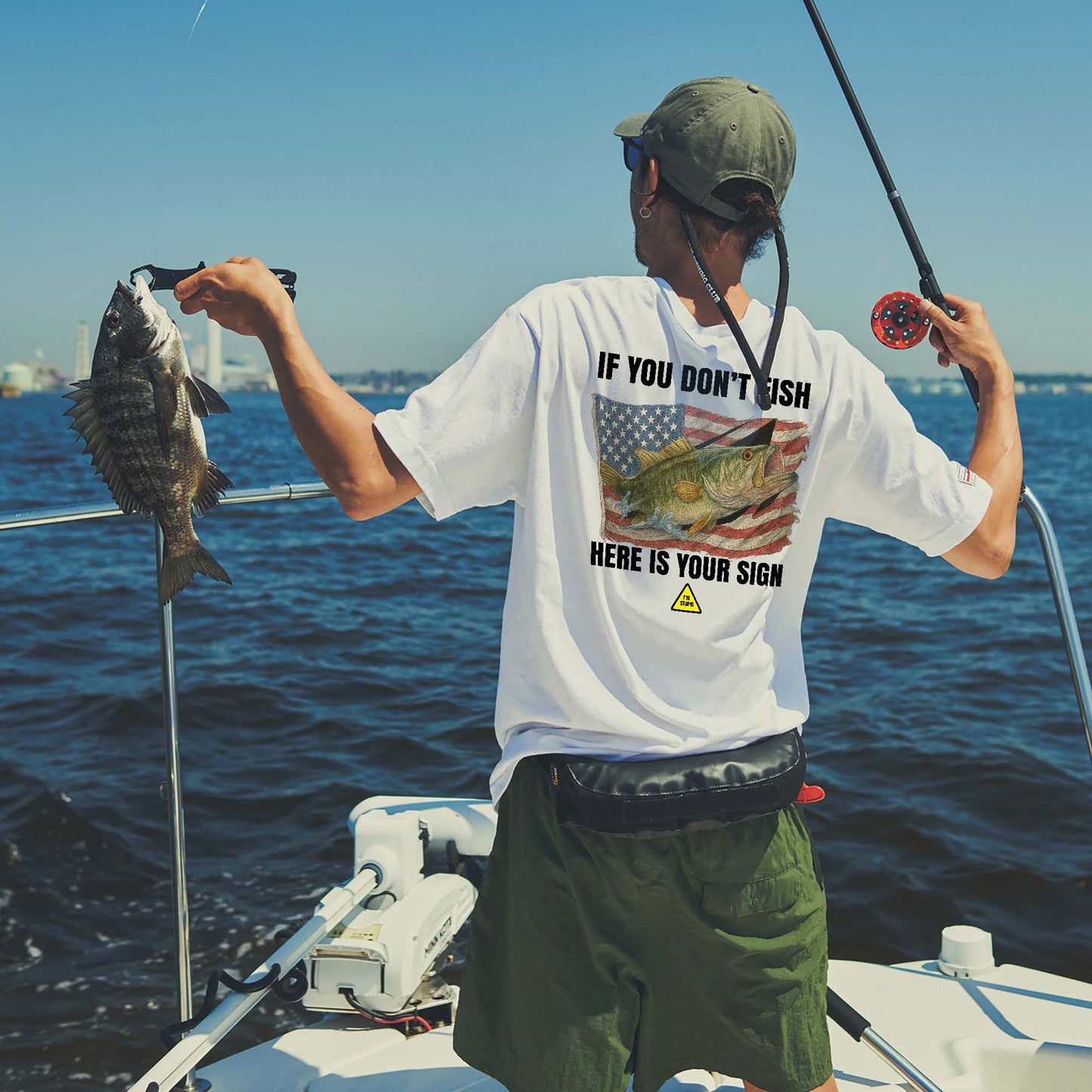 If You Don't Fish Here’s Your Sign Shirt – Bass Fish US Flag Tee – Funny Fishing Gift – White – Up To 5XL