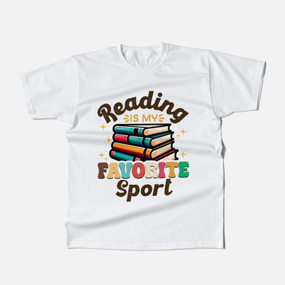 Book Lover Shirt – Reading Is My Favorite Sport Tee – Funny Bookworm Gift – White – Up To 5XL