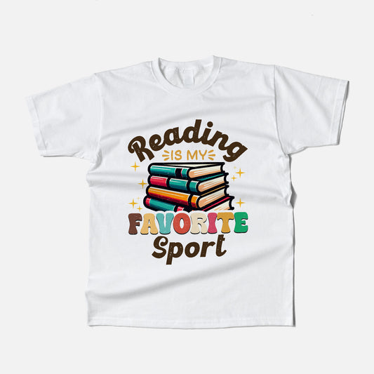 Book Lover Shirt – Reading Is My Favorite Sport Tee – Funny Bookworm Gift – White – Up To 5XL