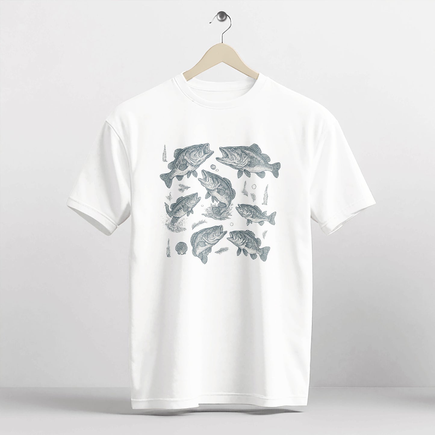 Fishing Shirt – Fish Species Chart Graphic Tee – Educational Angler T-Shirt – White– Up To 5XL