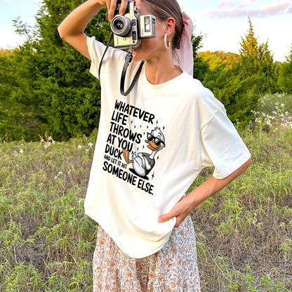 Funny Duck Shirt – Sarcastic Animal Quote Tee – Whatever Life Throws at You Duck Shirt - Natural - Up To 5XL