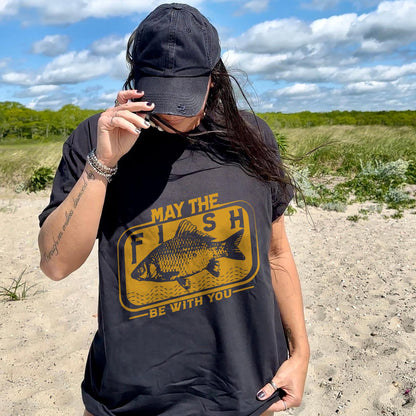 Funny Fisherman Tee - May The Fish Be With You Shirt –  Black – Up To 5XL