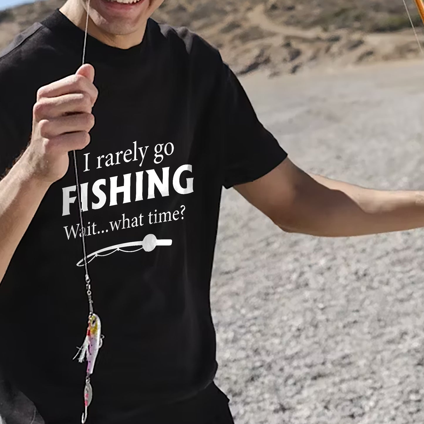 I Rarely Go Fishing Shirt – Wait What Time? Tee – Funny Fisherman Humor – Black – Up To 5XL