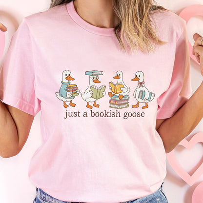 Funny Duck Shirt – Just a Bookish Goose Duck Meme Tee – Pink – Up To 5XL