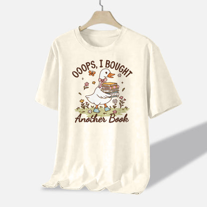 Funny Reader Humor Shirt – Oops I Bought Another Book Duck Meme Tee – Natural – Up To 5XL