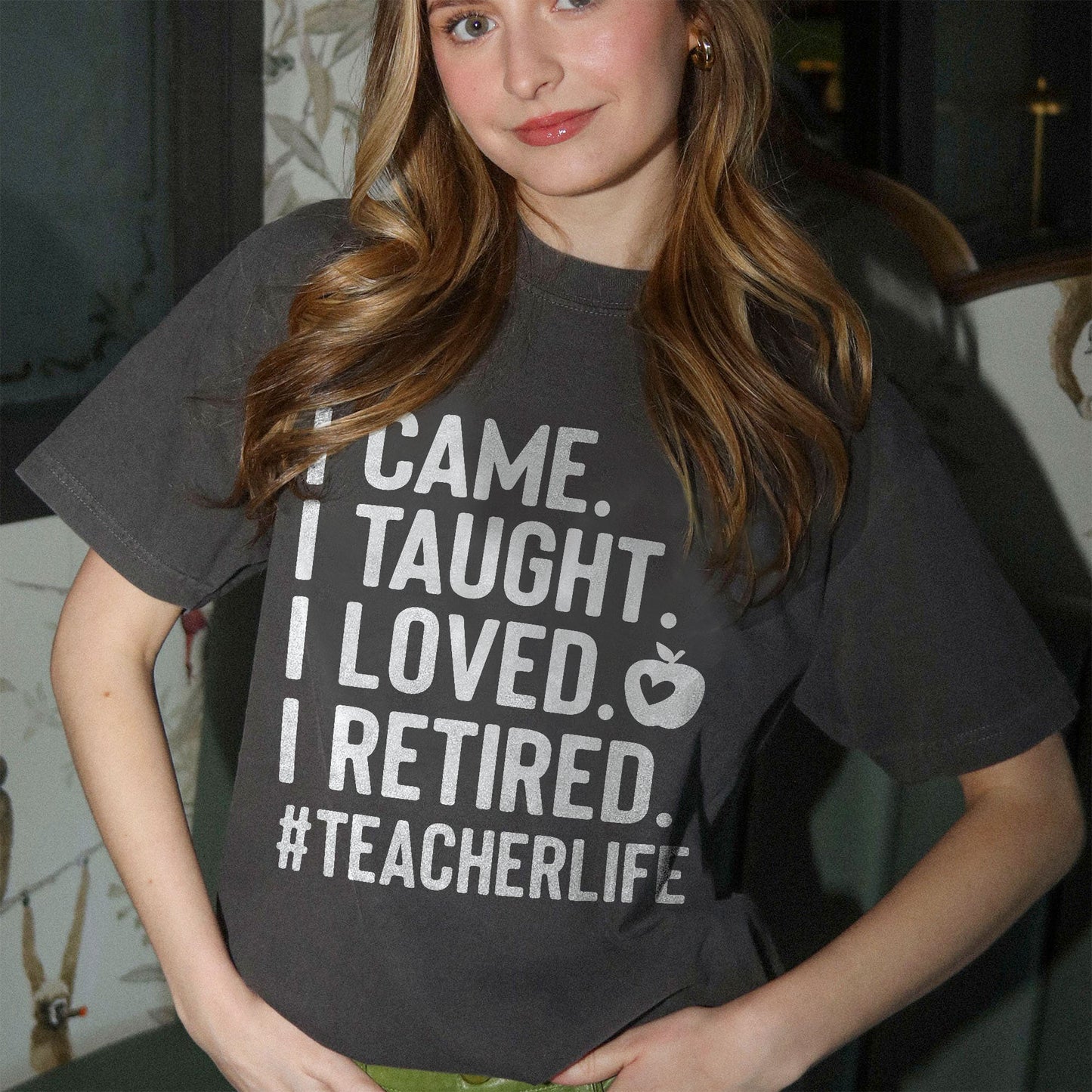 I Came I Taught I Loved I Retired T-Shirt  -  Funny Shirt For Teacher - Black - Up To 5XL