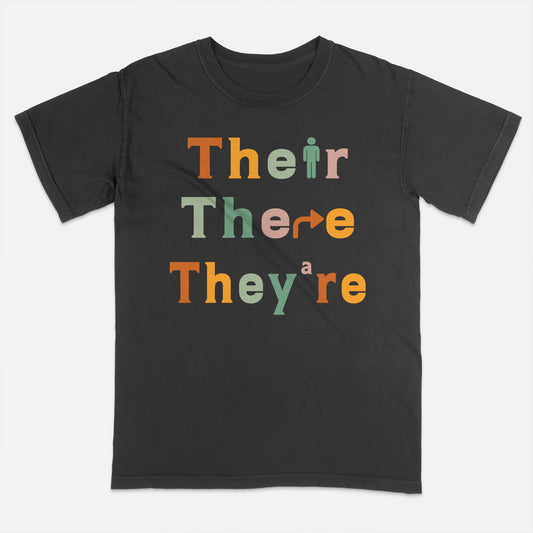Grammar Police Shirt – Their There They're Tee – Funny English Teacher Gift – Black – Up To 5XL