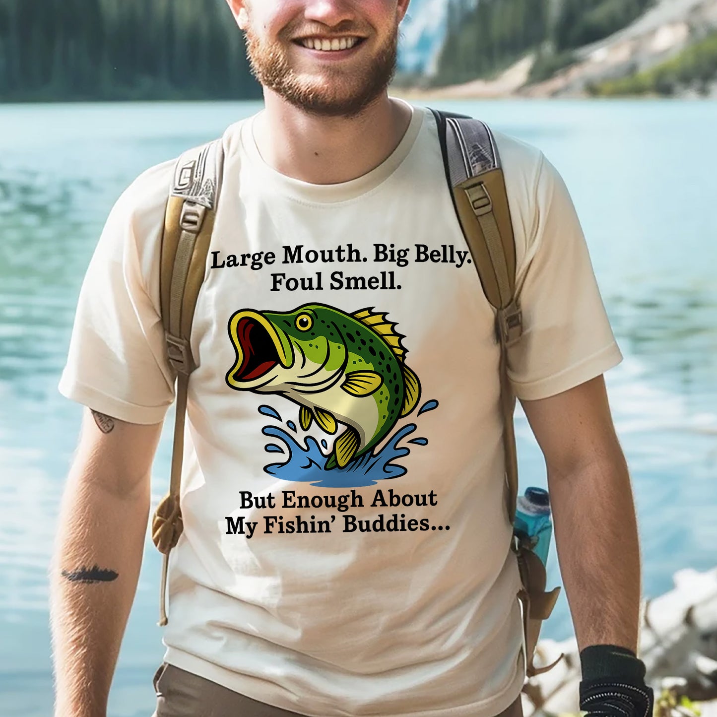 Lager Mouth Big Belly Foul Smell Shirt – Funny Fishing Tee – Fisherman Humor Gift – Natural – Up To 5XL