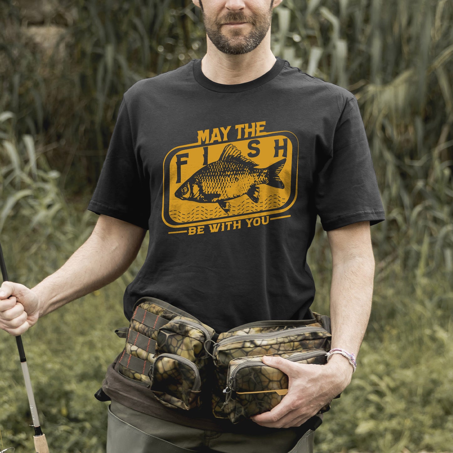 Funny Fisherman Tee - May The Fish Be With You Shirt –  Black – Up To 5XL