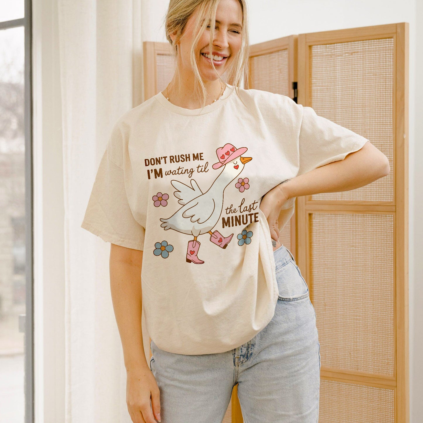 Funny Duck Shirt – Don’t Rush Me I’m Waiting Til the Last Minute Tee – Procrastination Humor T-Shirt - Natural - Up To 5XL