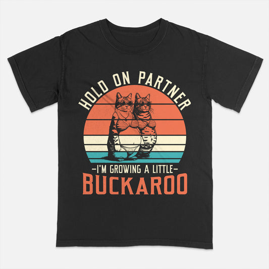 Funny Cat Shirt – I’m Growing a Little Buckaroo Tee - Black- Up To 5XL