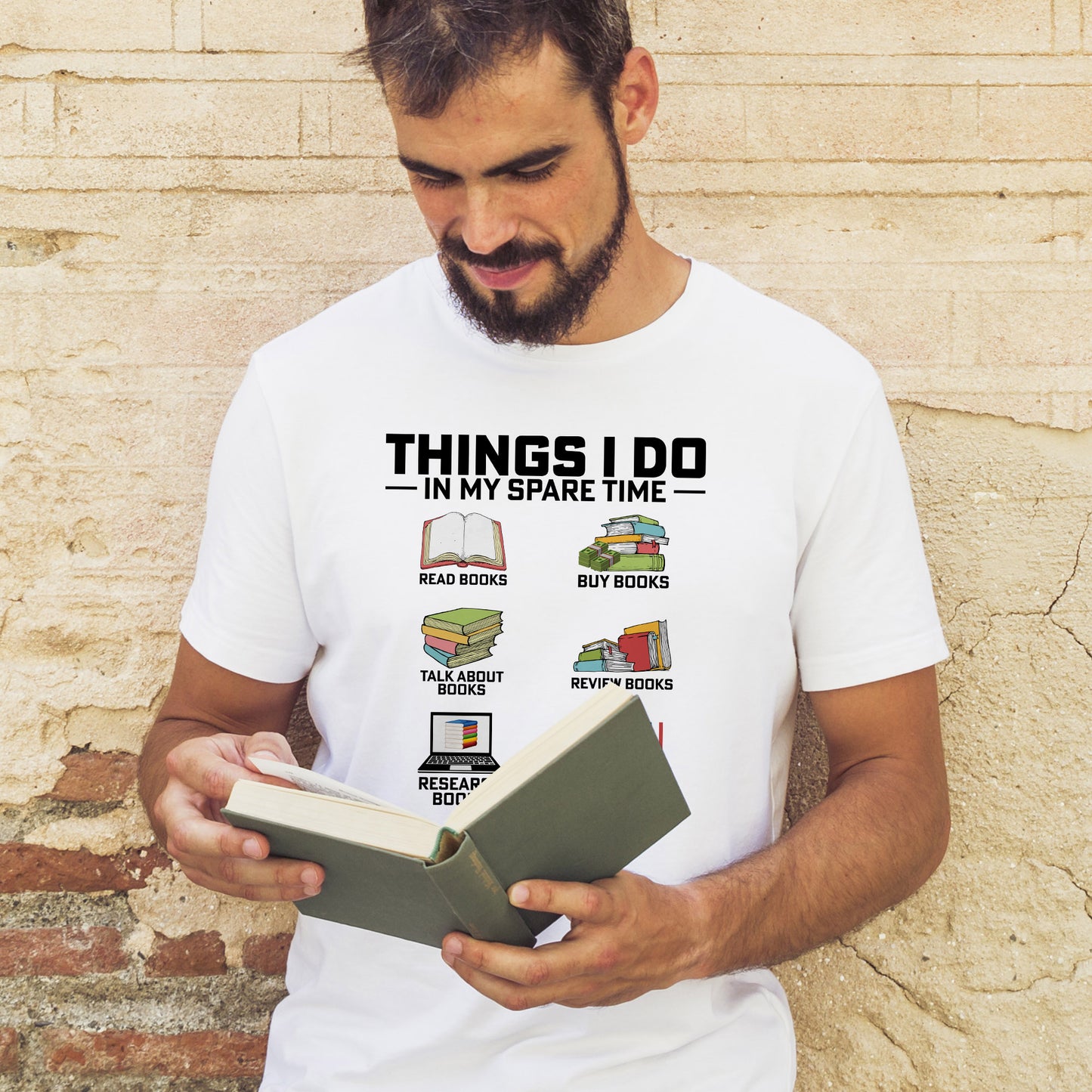 Funny Reader Books Tee – Things I Do In My Spare Time Shirt – White – Up To 5XL
