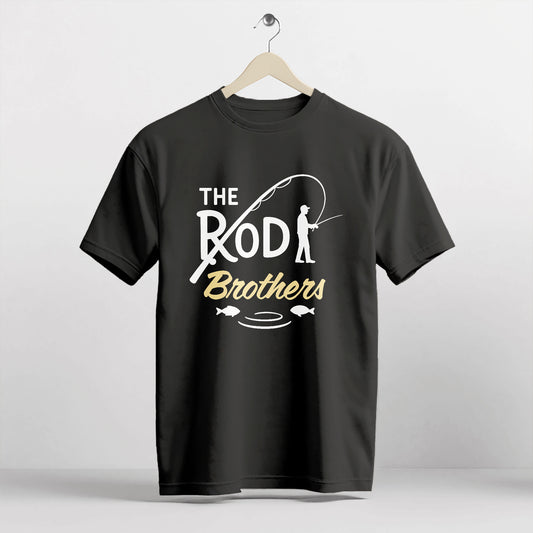 Funny Fishing Shirt – The Rod Brothers Tee – Angler Brotherhood Graphic Shirt – Black – Up To 5XL