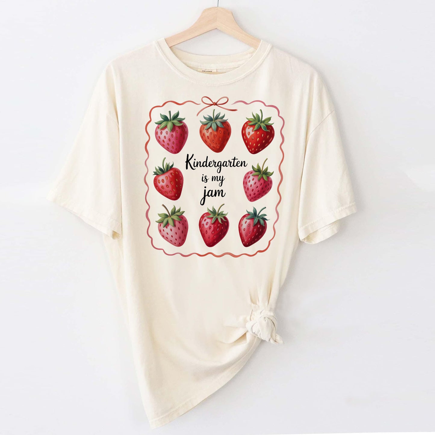 Kindergarten Is My Jam Shirt – Sweet Beginnings Teacher Tee – Back to School Outfit – Natural – Up To 5XL
