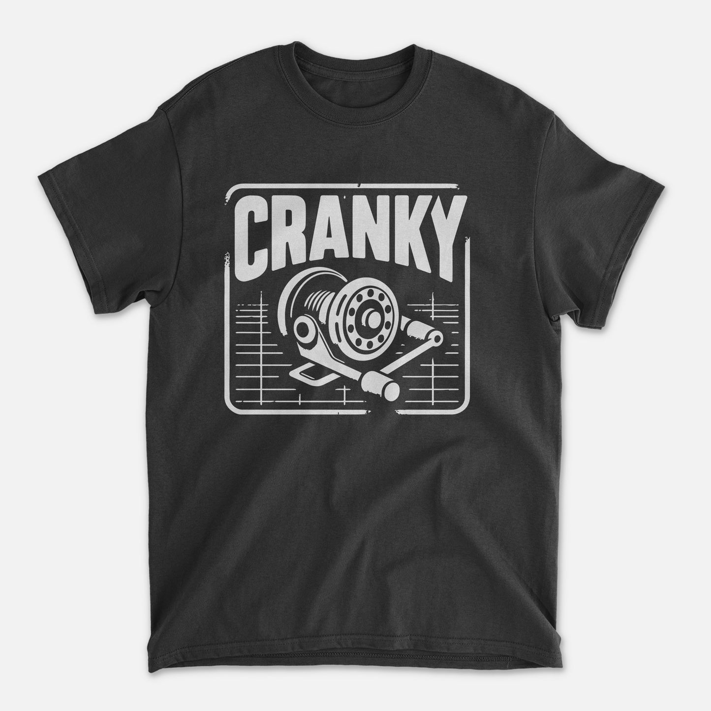 Funny Fishing Shirt – Cranky Old Man Fishing Tee – Grumpy Angler Humor Graphic – Black – Up To 5XL
