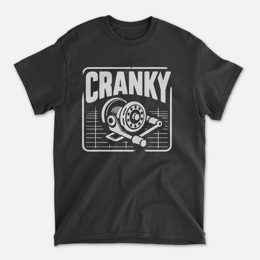 Funny Fishing Shirt – Cranky Old Man Fishing Tee – Grumpy Angler Humor Graphic – Black – Up To 5XL