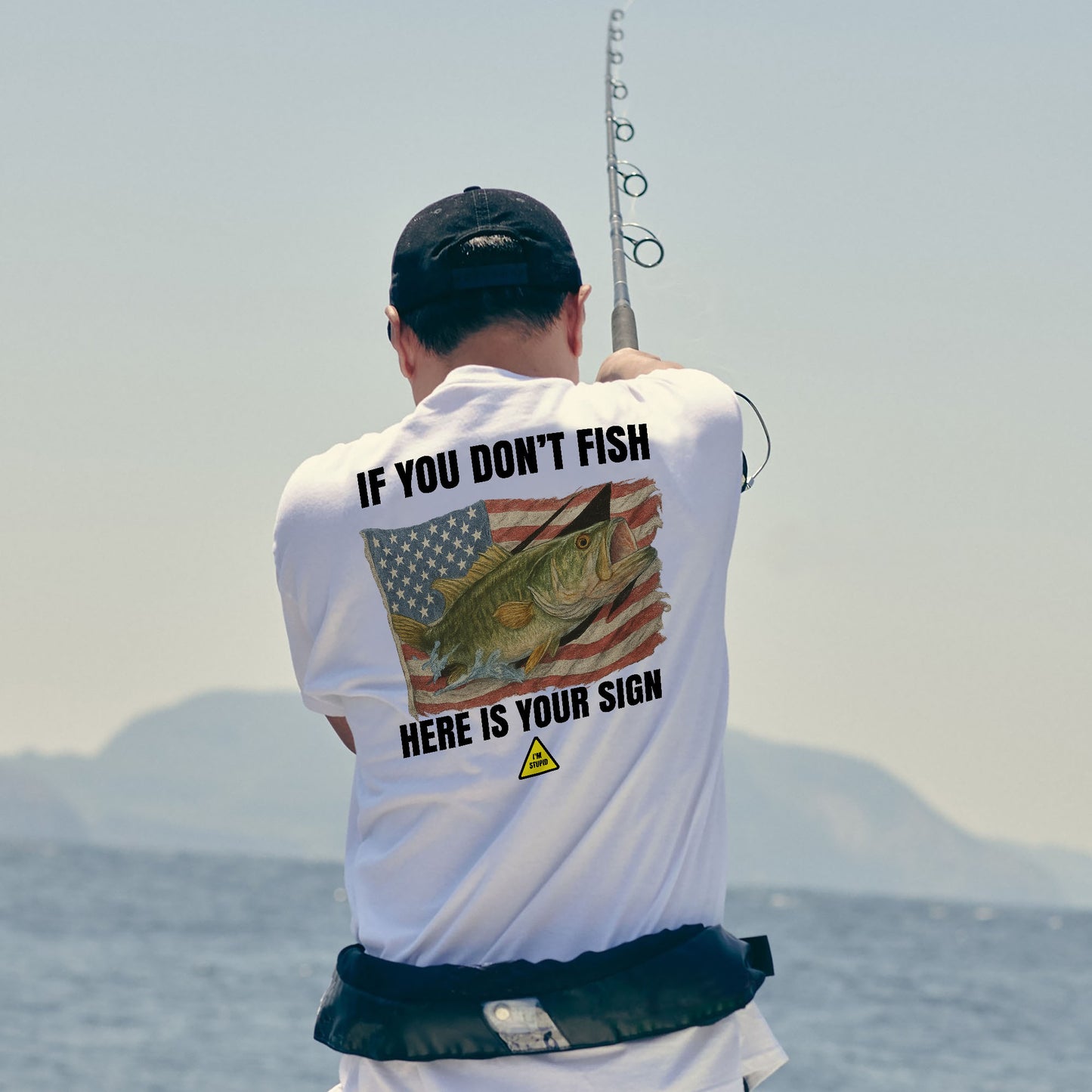 If You Don't Fish Here’s Your Sign Shirt – Bass Fish US Flag Tee – Funny Fishing Gift – White – Up To 5XL