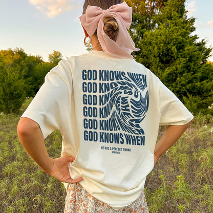 Faith Timing Shirt – God Knows When He Has Perfect Timing – Christian Encouragement Tee – Natural – Up To 5XL