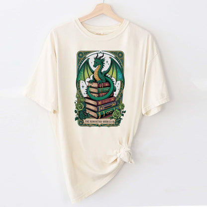 Book Lover T Shirt - Romantasy Book Club Shirt – Dragon Reader Tee – Natural – Up To 5XL