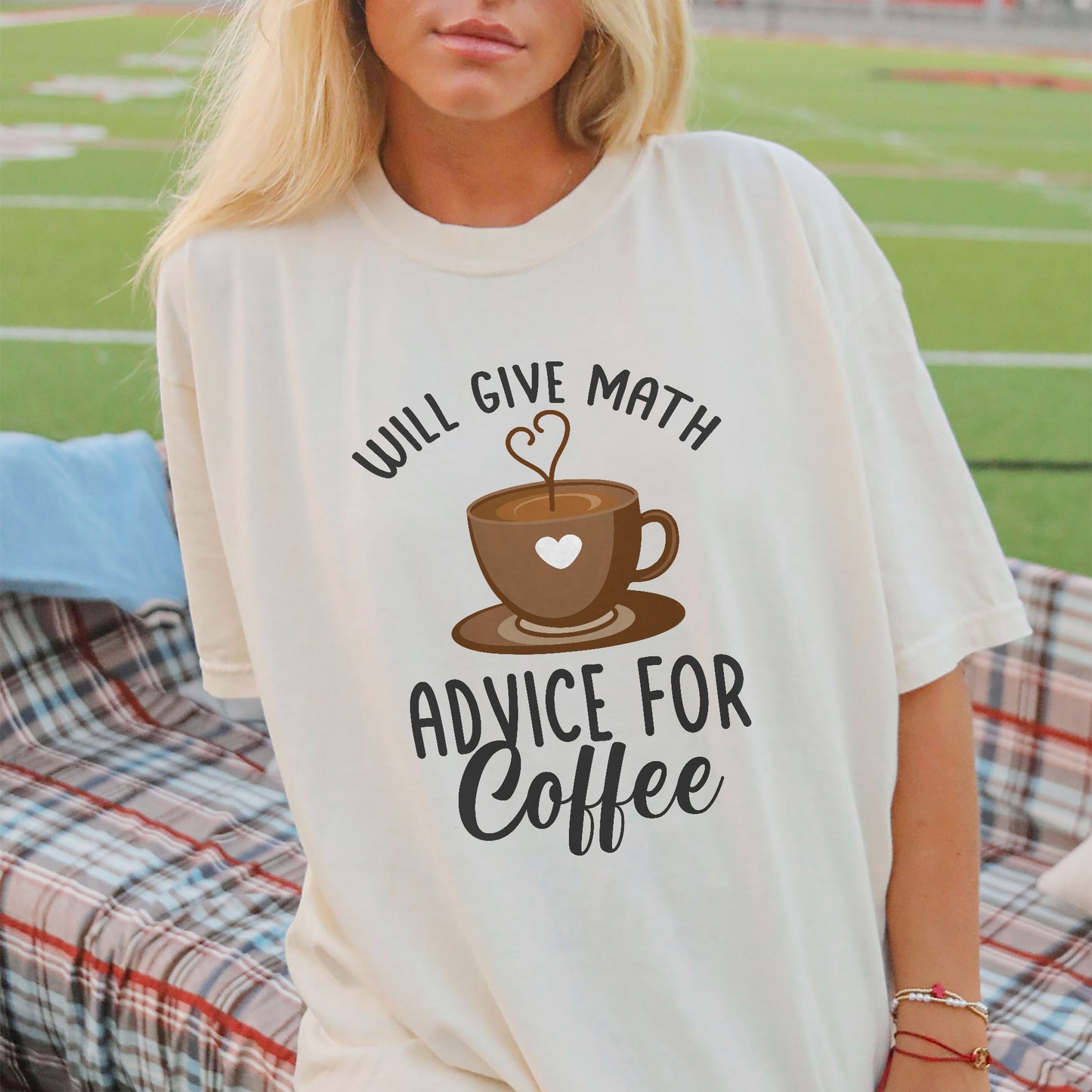 Will Give Math Advice for Coffee T-Shirt -  Funny Shirt For Teacher - Natural - Up To 5XL